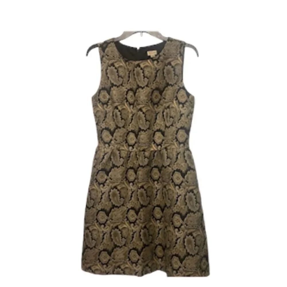 Cremieux Paisley Party Dress Size 8 Gold/Green/ Black